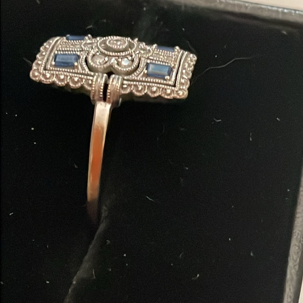 18K Art Deco sapphire and diamond ring - Picture 5 of 9